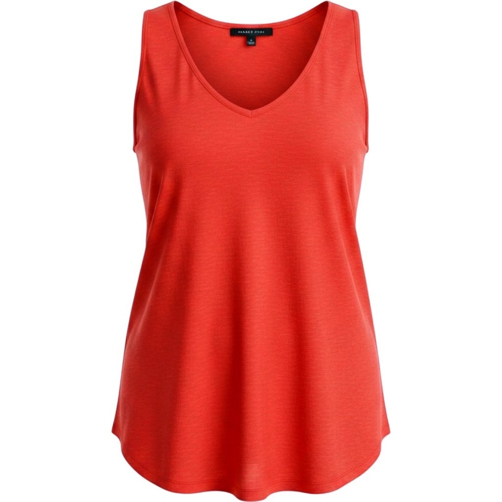 Jeanne Pierre Tank Top Womens XL Coral 100% Cotton Knit V-Neck Relaxed Classic